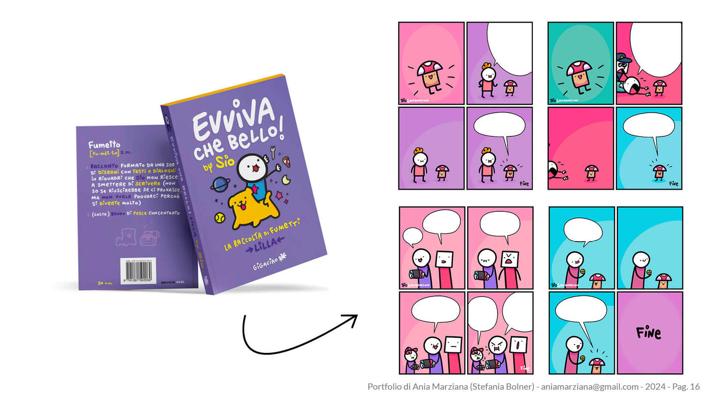 Portfolio Ania Marziana (Stefania Bolner) - Pag 16 - Strisce a fumetti da "Evviva Che Bello! Lilla" di Sio - Scottecs - Assistente fumettista